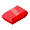 Red eraser lying on white background for erasing mistakes