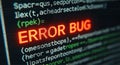 Red Error Bug Message on Computer Screen with Code Royalty Free Stock Photo