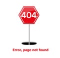 Red 404 error page not found with long shadow in flat style. Vector illustration Royalty Free Stock Photo