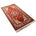 Red Ethnic Rug With Beige Fringe - High Resolution Persian Miniature Carpet Royalty Free Stock Photo