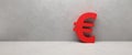 Red euro sign on the wall - cgi render image, illustration