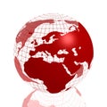 Red europe/africa 3d globe