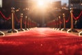 Red event carpet, gold rope barrier at the festival