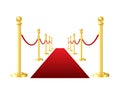 Red event carpet isolated on a white background