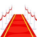 Red event carpet and silvery barriers. Vector illustration Royalty Free Stock Photo