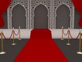 Red Event Carpet, Stairs, and Gold Barrier with red rope, seamless Moroccan mosaic doors decoration