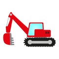 Red excavator