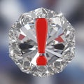A red exclamation mark is embedded within a faceted, transparent gem or crystal. The Royalty Free Stock Photo