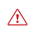 Red exclamation mark icon in flat style. Caution risk business concept. Danger alarm vector illustration on white background