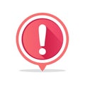 Red Exclamation Mark Warning Sign: Circular Graphic with Marker Pointer Design Royalty Free Stock Photo