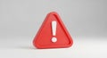 Red Exclamation Mark Warning Sign in 3D Render on White Background alert Royalty Free Stock Photo