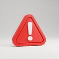 Red Exclamation Mark Warning Sign in a3D Triangle Shape red triangle alert Royalty Free Stock Photo