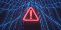 Red Exclamation Mark Warning Symbol Over Wavy Binary Code Data Landscape alert danger Royalty Free Stock Photo