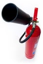 Red extinguisher on white background Royalty Free Stock Photo