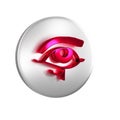 Red Eye of Horus icon isolated on transparent background. Ancient Egyptian goddess Wedjet symbol of protection, royal