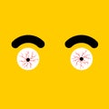 Red Eye isolated. Bulging eyes. Bursting vessels in eyes from tension. vector illustration