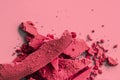 Red eye shadow powder as makeup palette closeup, crushed cosmetics and beauty texture Royalty Free Stock Photo