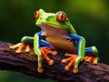 Ai Generated illustration Wildlife Concept of Red-eyed tree frog isolated Royalty Free Stock Photo