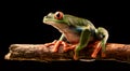 Red eyed tree frog at night