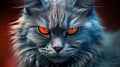 Red eyes Angry cat closeup. The cat growls. Royalty Free Stock Photo