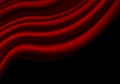Red fabric curtain wave on black blank space for text luxury background vector