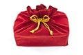 Red fabric gift bag isolated Royalty Free Stock Photo