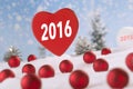 Red fabric heart with happy new year Royalty Free Stock Photo