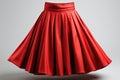 Red Fabric Highwaisted Skirt On White Background. Generative AI