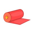 Red fabric roll icon, cartoon style Royalty Free Stock Photo