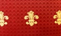 Red Fabric Texture, with an ornate gold fleur-de-lis