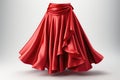 Red Fabric Wrap Skirt On White Background. Generative AI