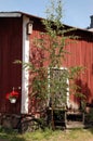 Red facade old house in Porvoo village Finland Royalty Free Stock Photo