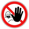 Red face mask warning sign stop hand symbol icon Royalty Free Stock Photo