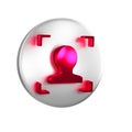 Red Face recognition icon isolated on transparent background. Face identification scanner icon. Facial id. Cyber