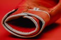 red faded boxing gloves on red background