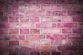 Red fading clay brick wall, vintage look, detailed view Royalty Free Stock Photo