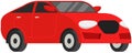 Red family car for driving on road. Transport for traveling and city trips, vehicle sedan side view Royalty Free Stock Photo
