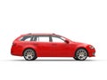 Red family car - side view Royalty Free Stock Photo