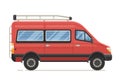 Red Family Minivan in Flat Design