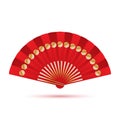 Red fan isolated on white background. Royalty Free Stock Photo