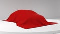 red farbric car cover on white background,red cloth,45 degree viewing angle. Royalty Free Stock Photo