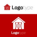 Red Farm house icon isolated on white background. Logo design template element. Vector Royalty Free Stock Photo