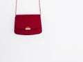 Red fashionable leather purse with gold details as designer bag and stylish accessory, female fashion and luxury style handbag Royalty Free Stock Photo