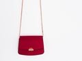 Red fashionable leather purse with gold details as designer bag and stylish accessory, female fashion and luxury style handbag Royalty Free Stock Photo