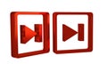 Red Fast forward icon isolated on transparent background. Royalty Free Stock Photo