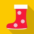 Red felt boots icon, flat style Royalty Free Stock Photo