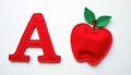 Felt Letter A with Apple - Educational Alphabet Design Royalty Free Stock Photo