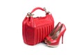 Red female bag&shoes-1 Royalty Free Stock Photo