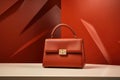 Red female leather bag Royalty Free Stock Photo