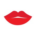 Red female Lips icon. Lipstick makeup. Sexy lip collection. Woman Girl Mouth Set. White teeth tooth. Smile Kiss shape. Fashion Royalty Free Stock Photo